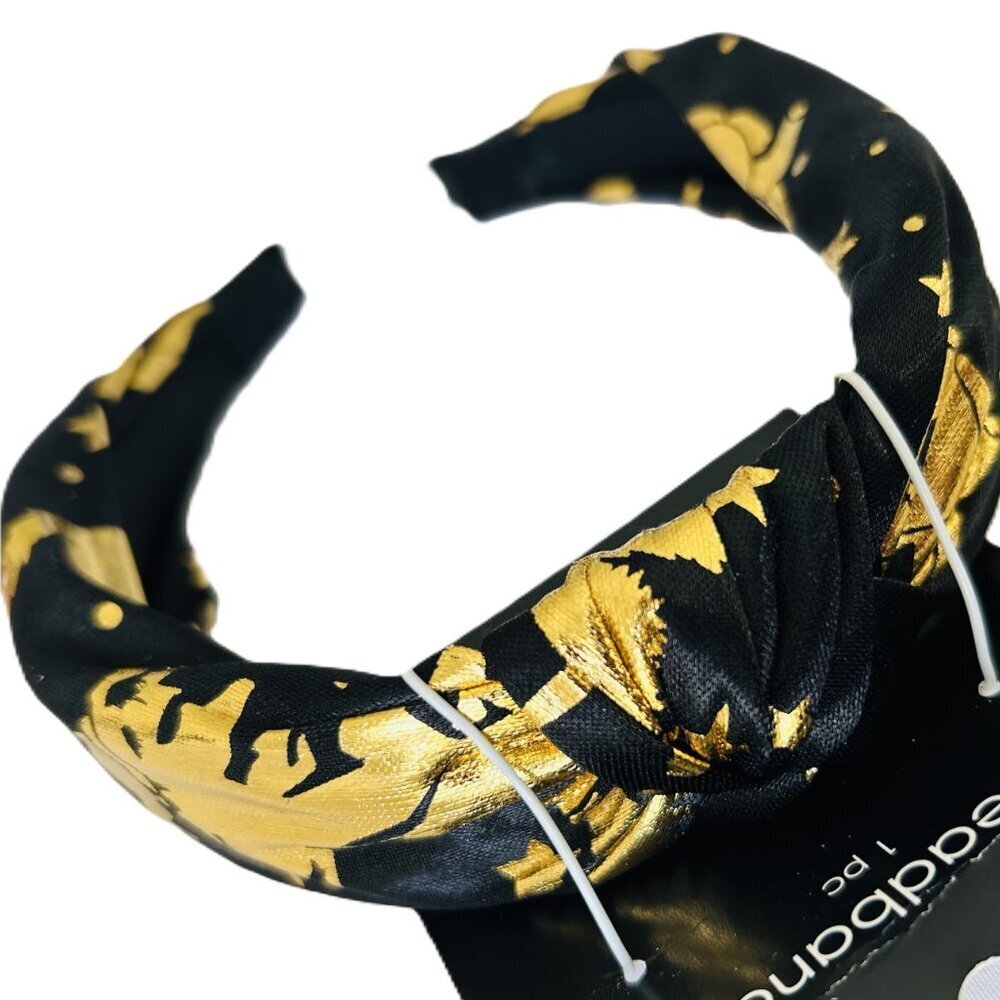 Hildie & Jo Satin Fabric Girls Halloween Golden Stars themed Fashion Headband - Picture 5 of 5